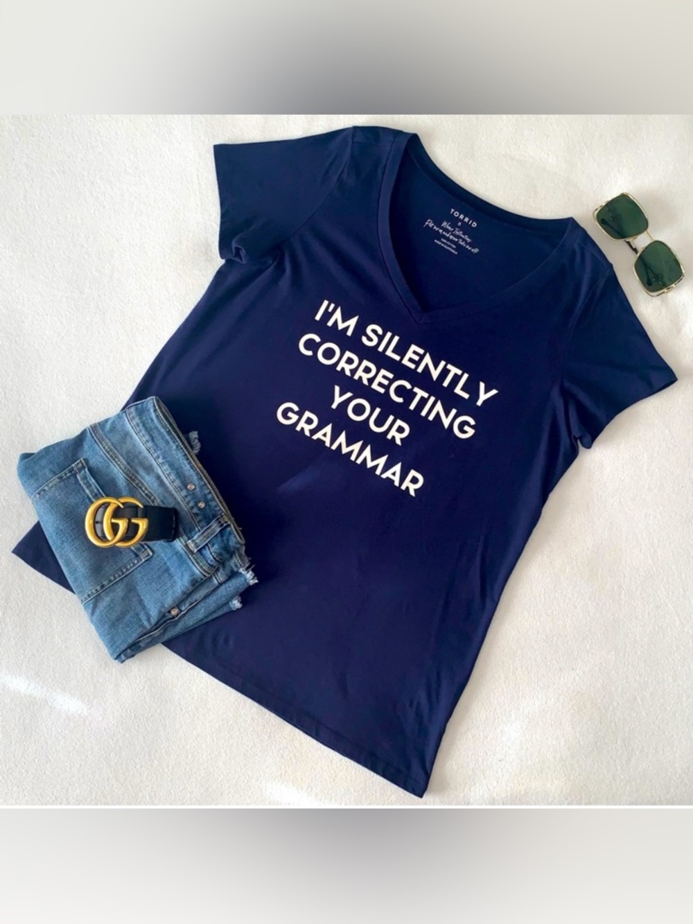 TORRID Tee, Navy, “I’m Silently Correcting Your Grammar” Funny Tee, Size 0X, EUC